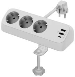 Valueline Prelungitor de rețea, de birou, 3 prize + 2x USB-A, 1x USB-C, 1, 5 m, alb 19.99. 1034-5 (19.99.1034-5)