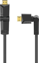 Hama Cablu HDMI Ethernet pivotant HAMA 205011, 1.5m, 4K, placat aur, negru (4047443434593)