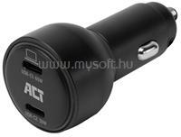 ACT 2-port USB-C Fast Car Charger 95W with PD, QC and GaNFast Black (AC2210) (AC2210)