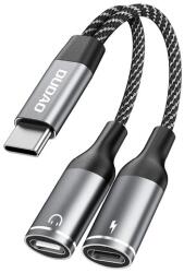 Dudao L13C+ adaptor audio și distribuitor pentru cablu de încărcare, 11 cm, GRI DESCHIS GP-190550 (GP-190550)