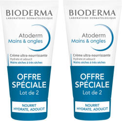 BIODERMA Atoderm Cremă de mâini ultra-nutritivă pentru pielea uscată și foarte uscată 2x50ml