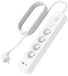 Beats Multipriza BELKIN cu 4 prize CA + USB + Type-C, protecție împotriva supratensiunii, încărcare rapidă PD + cablu de alimentare de 200 cm, ALB SRB001CA2M (SRB001CA2M)