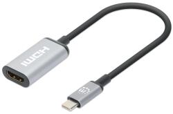 Manhattan Кабелен преходник Manhattan - 4K 60 Hz USB-C към HDMI, активен, алуминиев, сребрист 153706 (153706)