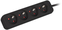 Lanberg Multipriza LANBERG de 1, 5 m, cu 4 prize de tip francez, cablu de cupru de calitate, negru