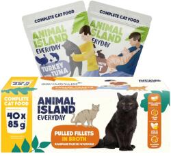 Animal Island Mindennapi filék húslevesben pulykával, tonhallal és borjúval, nyúllal Box - nedves macskaeledel - 40x85g