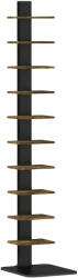 Homcom 11 polcos torony alakú könyvespolc, függőleges polcrendszer kis helyiségekbe, 34, 5 x 41, 5 x 163, 5 cm, rusztikus barna