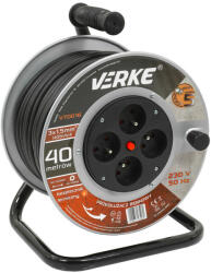 VERKE Cablu prelungitor 40m pe tambur metalic 3x1, 5mm IP20 PVC 40634 (V70016)
