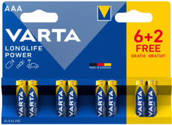 VARTA 8db Varta Longlife Power AAA ceruza elem távirányítóhoz (LR03)