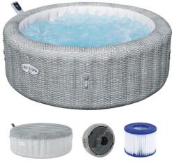 Bestway Cada cu hidromasaj gonflabil Bestway, LAY-Z-SPA Bali AirJet, cu control prin aplicatie, pentru 6 persoane, aspect ratan, 196 x 71 cm, 980 l Piscina