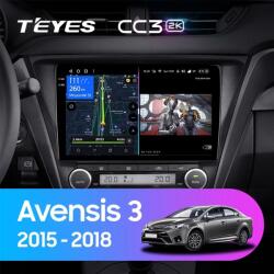  Autó navigáció AI asszisztenssel Teyes CC4 PRO Toyota Avensis 3 2015-2018 8+128GB 10.36" QLED, Android 13, 5G, 7.1 DSP, CarPlay