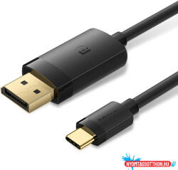Vention USB-C -> DisplayPort, (4K, fekete), 1m, kábel (CRJBF) - nyomtassotthon