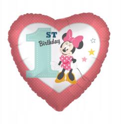 Amscan Disney Minnie Heart Első születésnap fólia lufi 43 cm