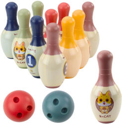 LEAN Toys Gyermek bowling szett cicás mintával (24324)
