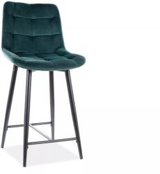  Scaun de bar CHIC VELVET cu picioare negre, verde inchis