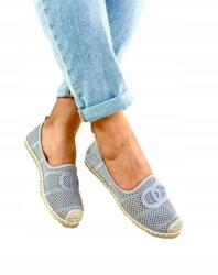  Divatos szürke tornacipők, hálós női espadrilles logóval, Chantss, 39-es méret (1515)