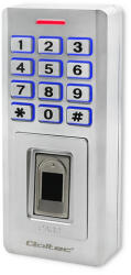 Qoltec Kódzár OBERON ujjlenyomat-olvasóval | RFID | Kód | Kártya | Kulcstartó | Csengő | IP68 | EM (52447)