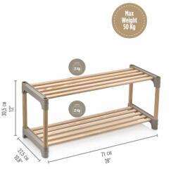  Sev Plastik WoodLine Fa Tárolópolc 2 Szintes (SV-004) (SV-004)