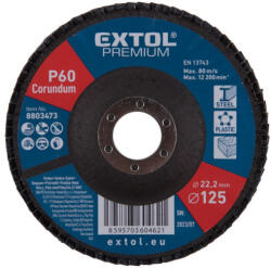 Extol PREMIUM lamellás csiszoló acél, Alu, műa. és fa munkadarabok csiszolására, 125×22mm; P40, kúpos, max. : 12.300 ford. /perc, E (8803472)