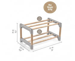  Sev Plastik WoodLine Fa Tárolópolc 2 Szintes (SV-001) (SV-001)