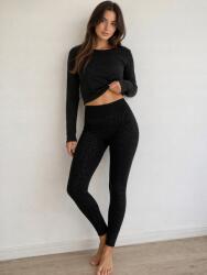  Fekete mintás leggings, L-es, elasztikus