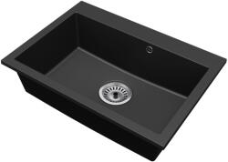 Bradoline ELITE 70 gránit mosogató FALI CSAPHOZ manuális szifonnal, fekete, beépíthető (5907046505337)