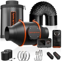 Spider Farmer 102 mm-es Inline ventilátor, 348 m3/h, programozható vezérlővel