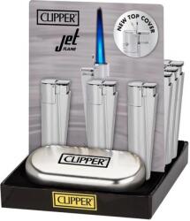 Clipper Bricheta antivant metalica Jet Flame Silver + cutie Bricheta