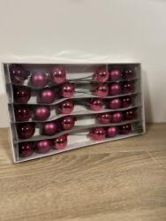  Üveg karácsonyfadísz gömb fényes és matt magenta, 30 db - 4 cm (106340)