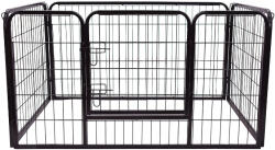 AOSOM Összecsukható kutya karám ajtóval 129x84x70 cm kutya kennel kültéri kutyaketrec fekete kisállat ketrec