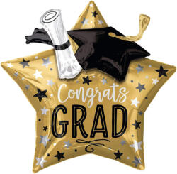  Congrats Grad! Csillag alakú arany-ezüst ballagási fólia lufi 57cm