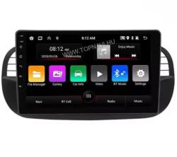 TopNAVI Fiat, Abarth 500 2007-2016 9" Fekete Android multimédia autórádió érintőkijelzős fejegység - 4GB+ 64GB Carplay WIFI (TN-FIAT-ABARTH-500-3-5156)