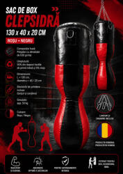 EvoGym ART Sac de box Clepsidra 130 x 40 x 20 cm Negru+Rosu Sac de box