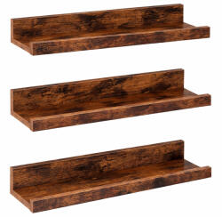 VASAGLE Set 3 rafturi suspendate VASAGLE maro rustic, cu margine inaltata (EZ-LWS037X01) Biblioteca