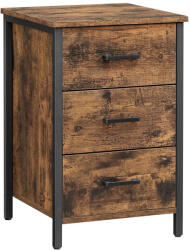 VASAGLE Noptiera VASAGLE cu 3 sertare, stil industrial, maro rustic, 40x40x60 cm (EZ-LET509B01)