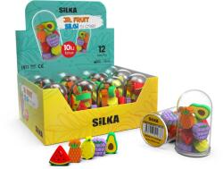 Silka Display cu radiere pt creion, 12 tuburi x 10 mini radiere/display, SILKA JR. Fruit - forme fructe (SK-510343)