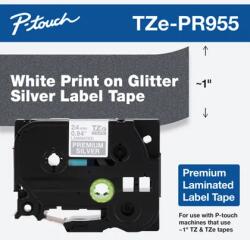Brother Banda etichete Brother Tapes TZePR955 24mm silver/white (TZEPR955)