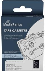 MediaRange Banda etichete MediaRange Benzile etichete Mediarange, 9mm, 8m, adeziv permanent, alb pe negru (MRBTZ325)
