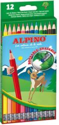 Alpino Creioane colorate cu guma, cutie carton, 12 culori/set, ALPINO Erasable (MS-AL013654)