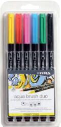 LYRA Markere LYRA Aqua Brush Duo, 2 capete (brush + 1mm), 6 culori intense/blister (LR-006521060)