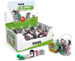 Silka Display cu radiere pt creion, 12 tuburi x 10 mini radiere/display, SILKA JR. Animal - forme animale (SK-510374)
