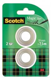 3M 3M-Scotch Banda adeziva transparent mata, invizibila la copiere, 19mm x 7.5m, 2 buc/blister, 3M - SCOTCH Magic (3M-UU008702316)