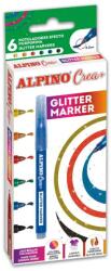 Alpino Set ALPINO Crea+ Glitter marker, 6 culori/set (MS-AR000178) - forit