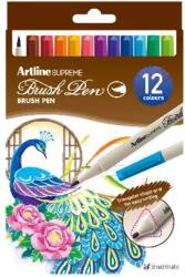 Artline Carioca corp triunghiular, ARTLINE Supreme, varf flexibil (tip pensula), 12 culori/cutie (EPFS-F/12W) - forit