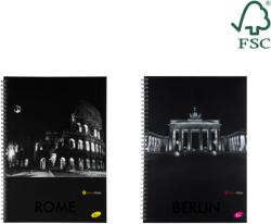 Caiete scolare import Caiet cu spirala, A4, 70 file, 70gsm, coperta carton 300gsm, design cities by night - dictando (EP-060569)
