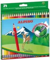 Alpino Creioane colorate cu guma, cutie carton, 24 culori/set, ALPINO Erasable (MS-AL013658) - forit