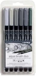 LYRA Markere LYRA Aqua Brush Duo, 2 capete (brush + 1mm), 6 culori in tonuri de gri/blister (LR-006521063)