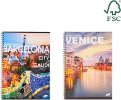 Caiete scolare import Caiet cu spirala, A4, 70 file, 70gsm, coperta carton 300gsm, design cities of the world - matematica (EP-061481)