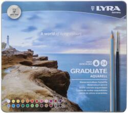 LYRA Creioane colorate LYRA Graduate Aquarell, 24 culori+pensula/cutie metalica (LR-002881240)