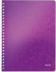 Leitz Caiet de birou LEITZ WOW, PP, FSC, reciclabil, A4, 80 coli, cu spira, dictando, mov (L-46370062)