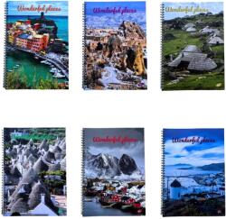 Caiete scolare import Caiet cu spirala, A4, 70 file, 70gsm, coperta carton 300gsm, design wonderful places - matematica (EP-022716)